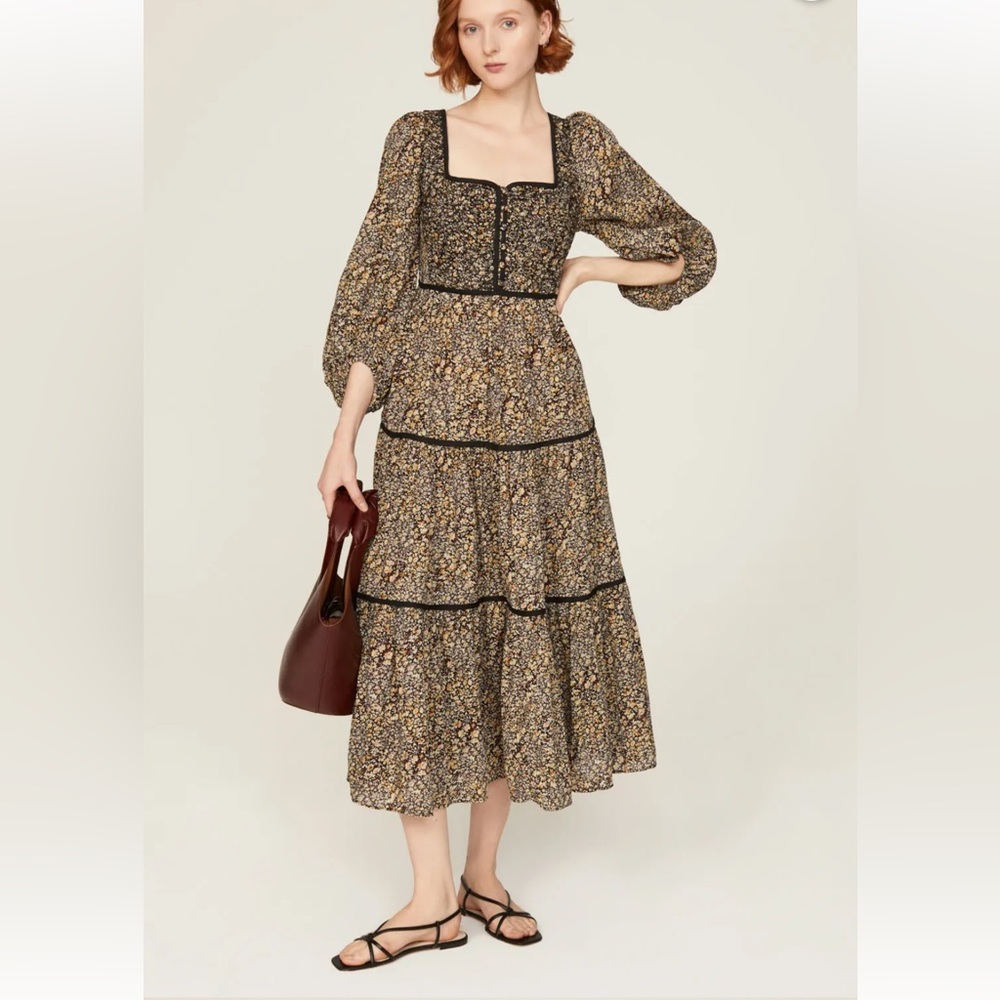 Madewell Embroidered Tiered Midi Dress